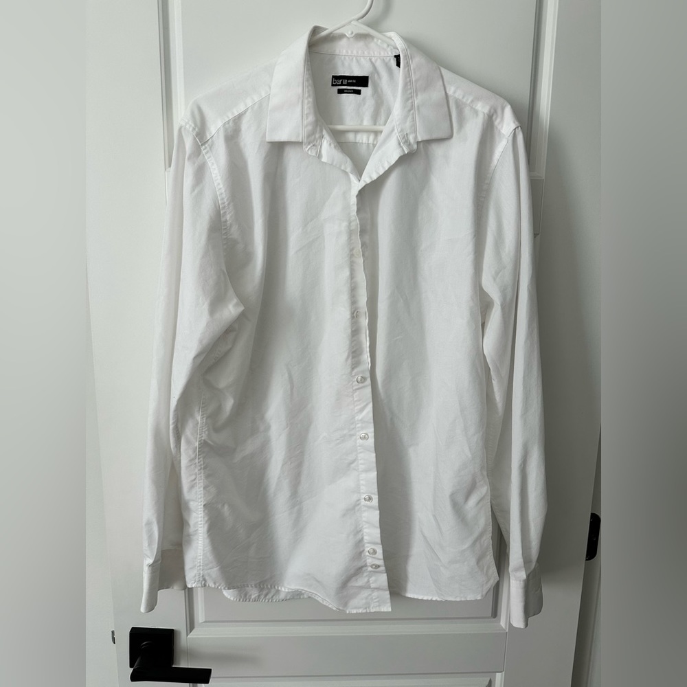 Bar 3 III Men's Slim Fit Stretch Button Front Shirt 16.5 34-35 White